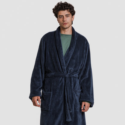 Bata coral hombre lisa azul marino