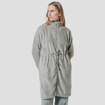 Bata terciopelo raya cremallera Verde Seco