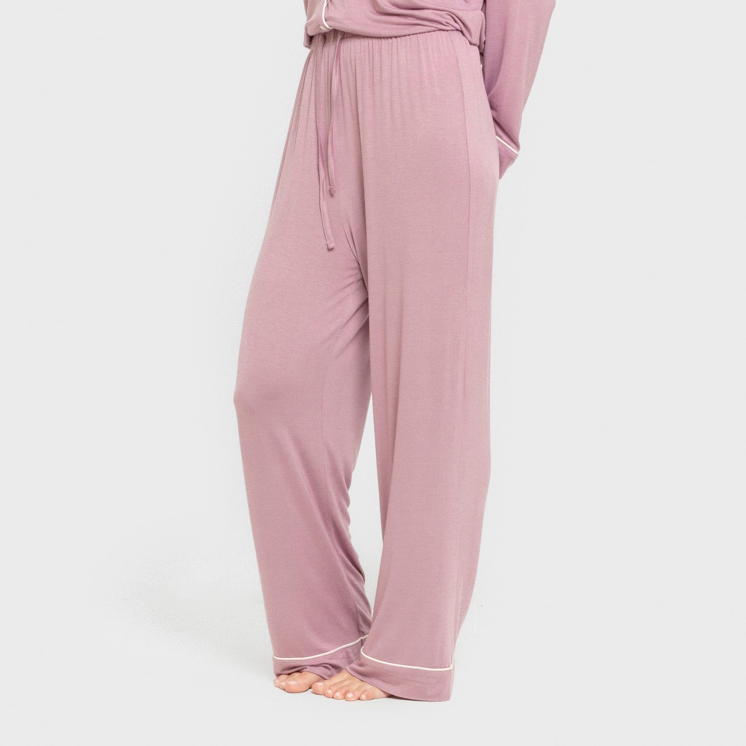 Pijama manga larga camisero viscosa punto mujer Berenjena Seco