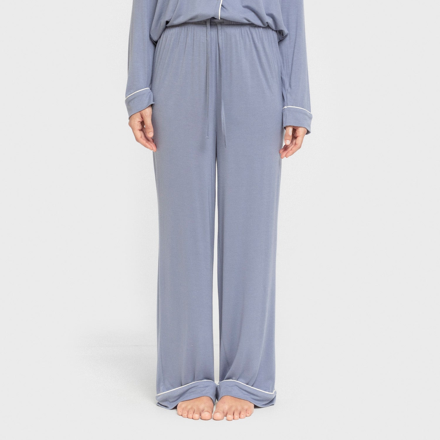 Pijama manga larga camisero viscosa punto mujer Azul Indigo