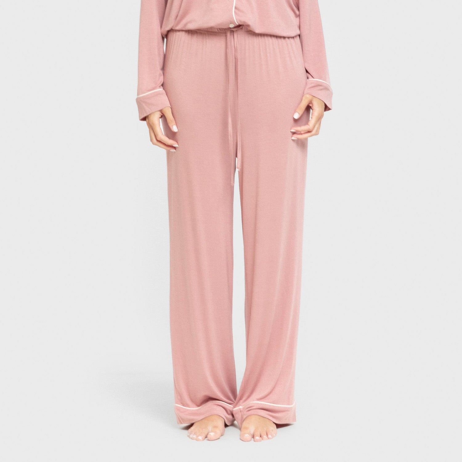 Pijama manga larga camisero viscosa punto mujer Rosa Malva