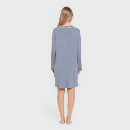 Camisón camisero viscosa punto mujer Azul Indigo