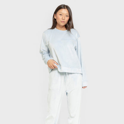 Pijama terciopelo super soft liso Azul Celeste