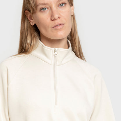 Sudadera media cremallera estilo modal mujer blanco natural