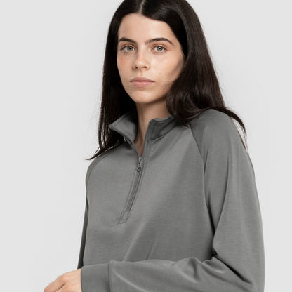 Sudadera media cremallera estilo modal mujer azul agua