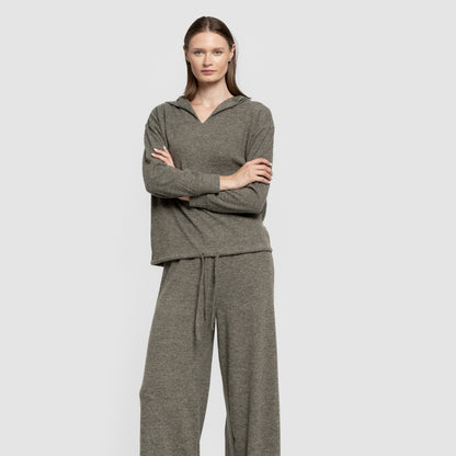 Sudadera capucha new punto extra suave mujer verde