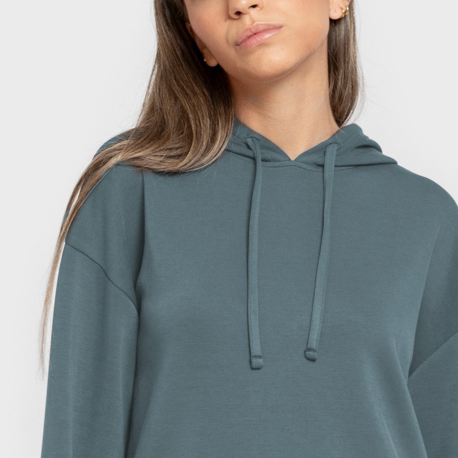Sudadera capucha estilo modal mujer azul agua