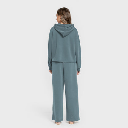 Sudadera capucha estilo modal mujer azul agua