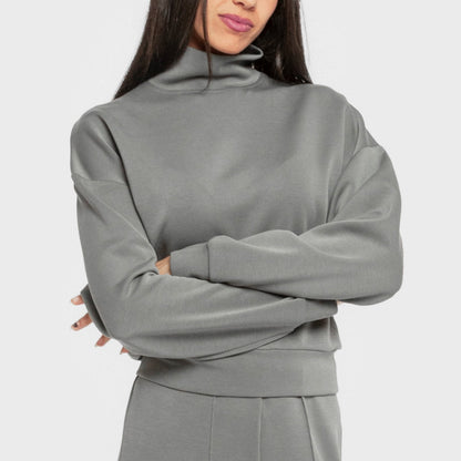 Sudadera cuello subido estilo modal mujer azul agua