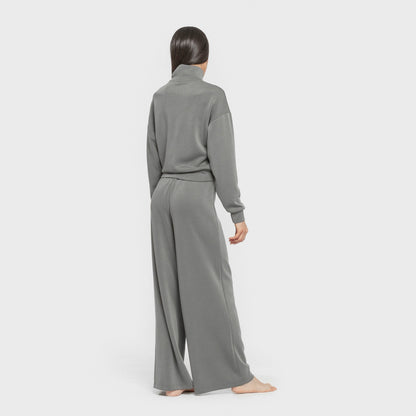 Sudadera cuello subido estilo modal mujer azul agua