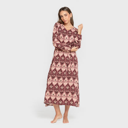 Vestido midi manga larga pico viscosa Ceramide