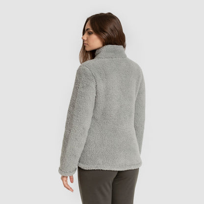 Sudadera sherpa mujer gris verdoso