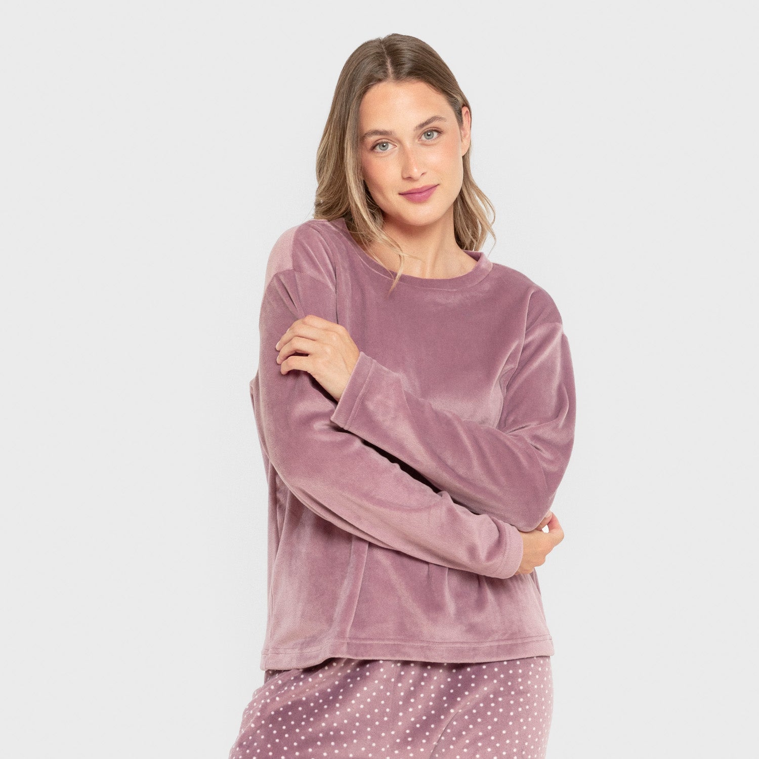Pijama terciopelo super soft mujer Lolenda berenjena