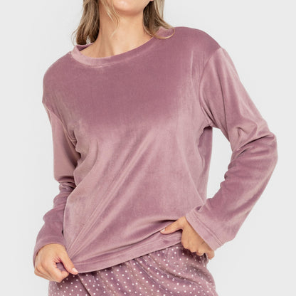 Pijama terciopelo super soft mujer Lolenda berenjena