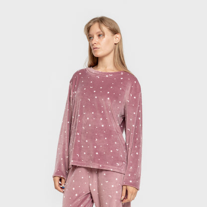 Pijama terciopelo super soft mujer Ambarina malva rosa