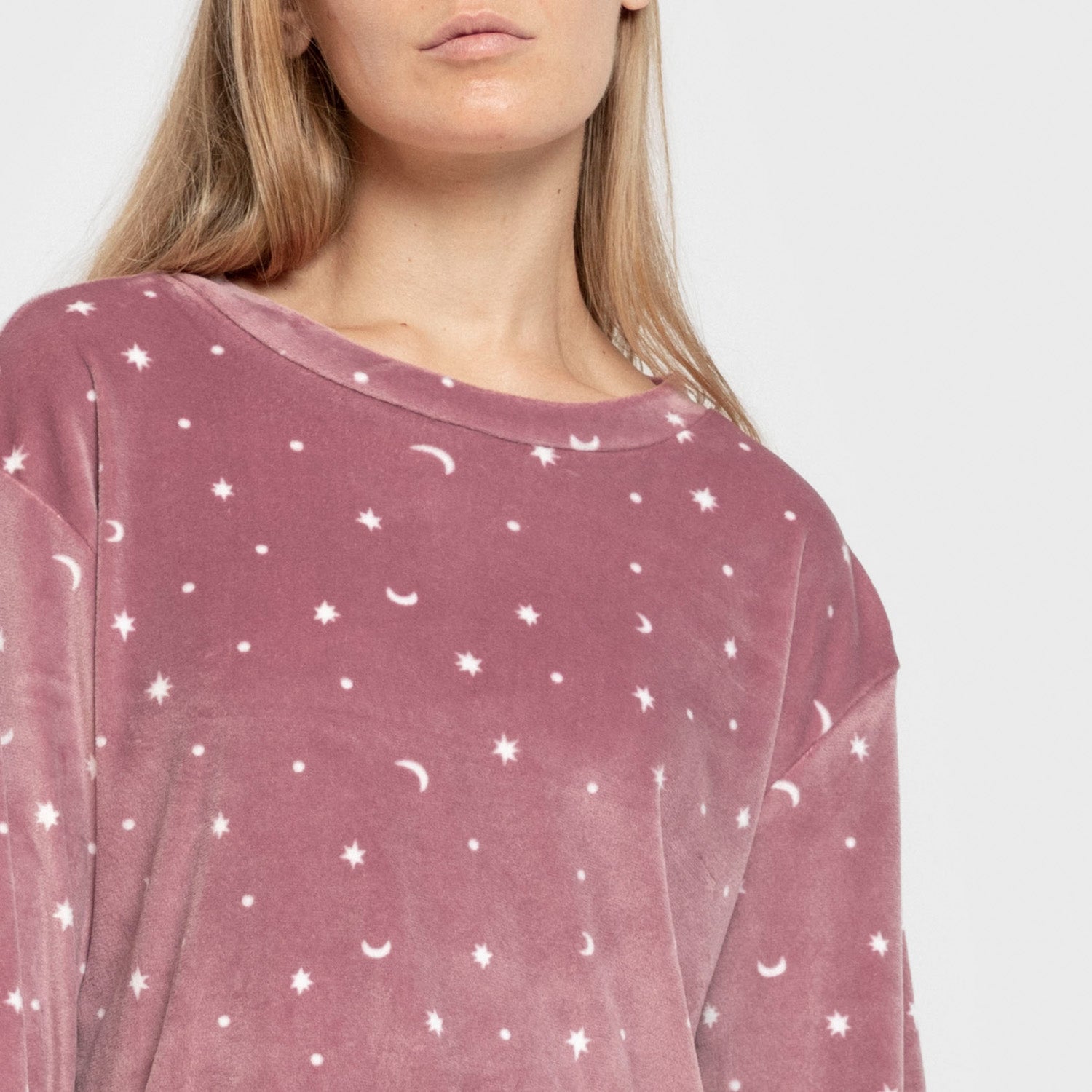 Pijama terciopelo super soft mujer Ambarina malva rosa