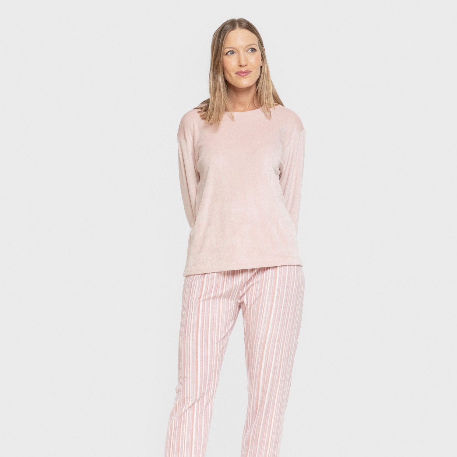 Pijama terciopelo super soft mujer Raya Oli malva rosa