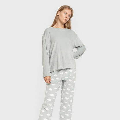 Pijama terciopelo super soft mujer Nubecita verde tiffany