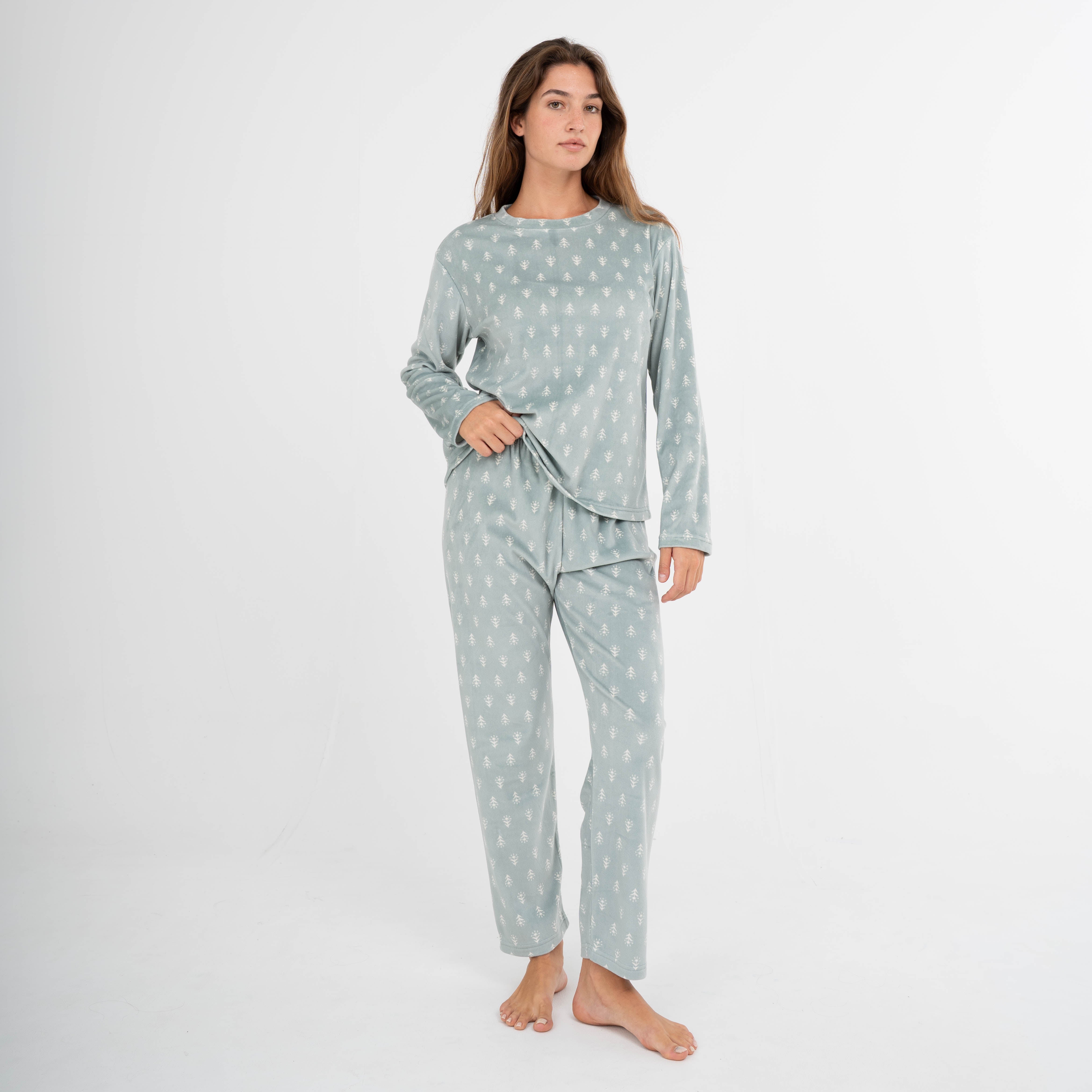 Pijama Terciopelo Super Soft Mujer Nemo Verde Cacería