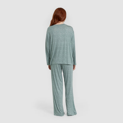 Pijama largo viscosa mujer Virgo verde agua