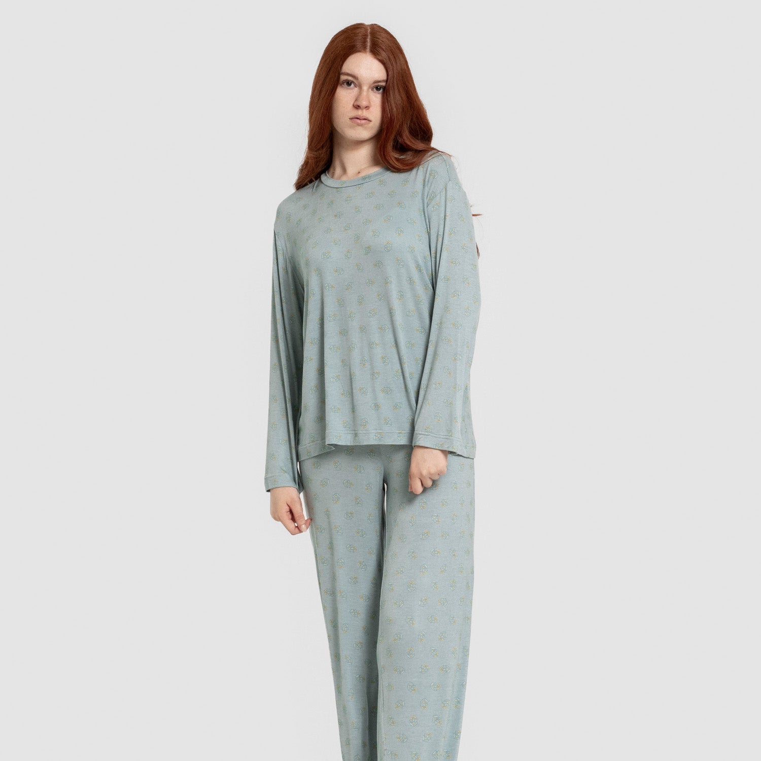 Pijama largo viscosa mujer Spring azul agua