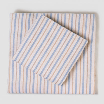 Juego de sábanas franela Raya Benet arena - indigo cuna